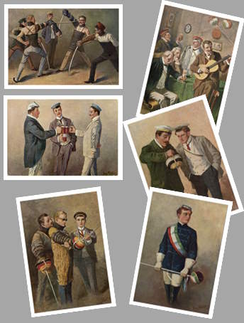 Série de 6 cartes postales – Corporations étudiantes / Burschenschaft – Serie 1