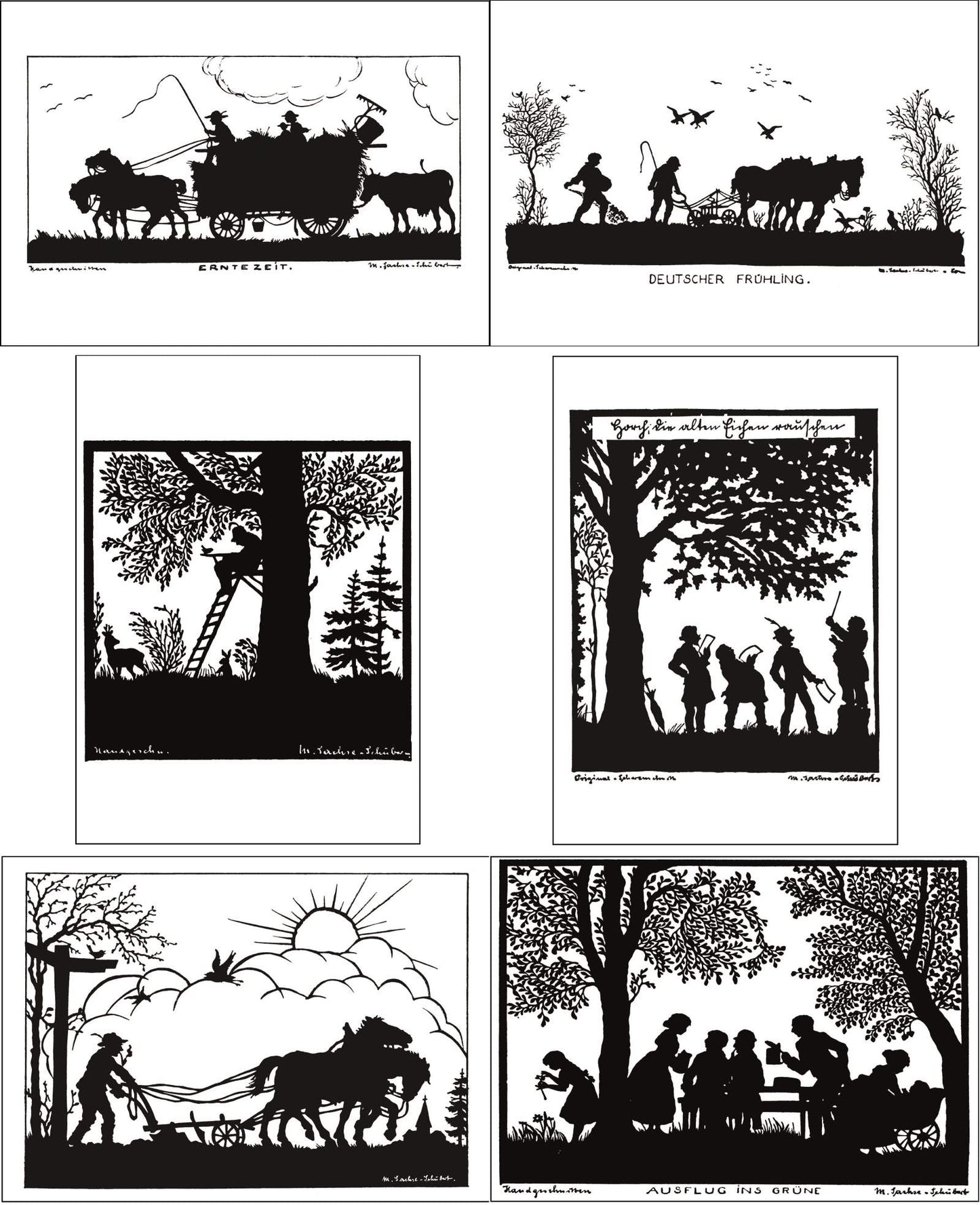 Série de 6 cartes postales Volksleben de Martha Sachse-Schubert (1890-?)