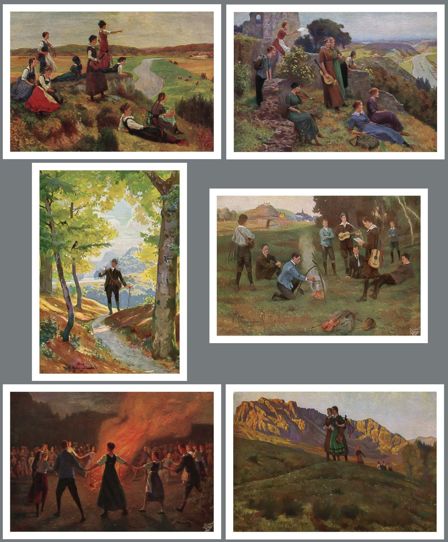 Série de 6 cartes postales – Wandervogel série 02