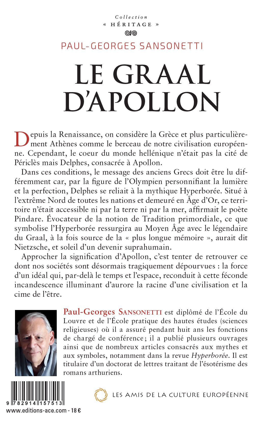 Le graal d’Apollon – Paul - Georges Sansonetti - Editions ACE