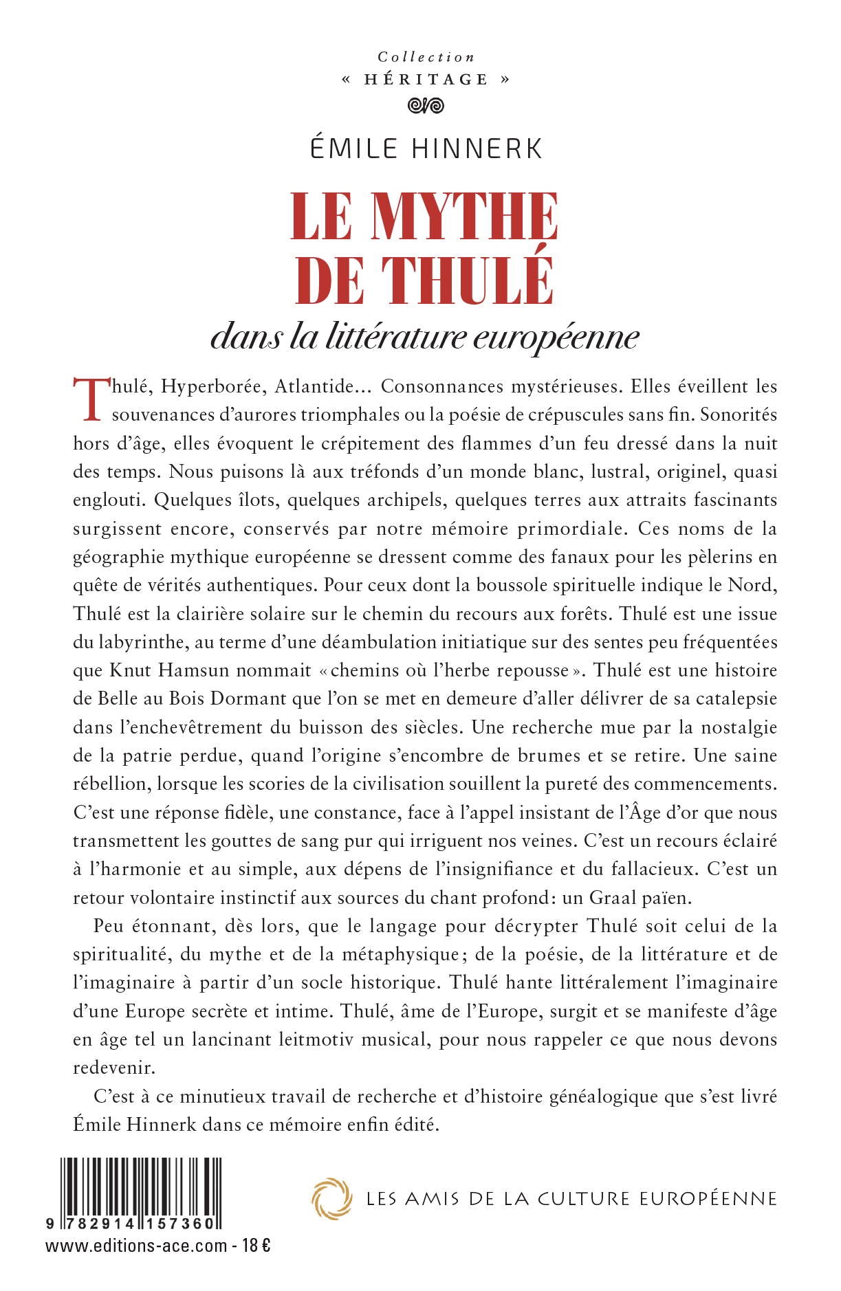 Le mythe de Thulé dans la littérature européenne – Émile Hinnerk - Editions ACE