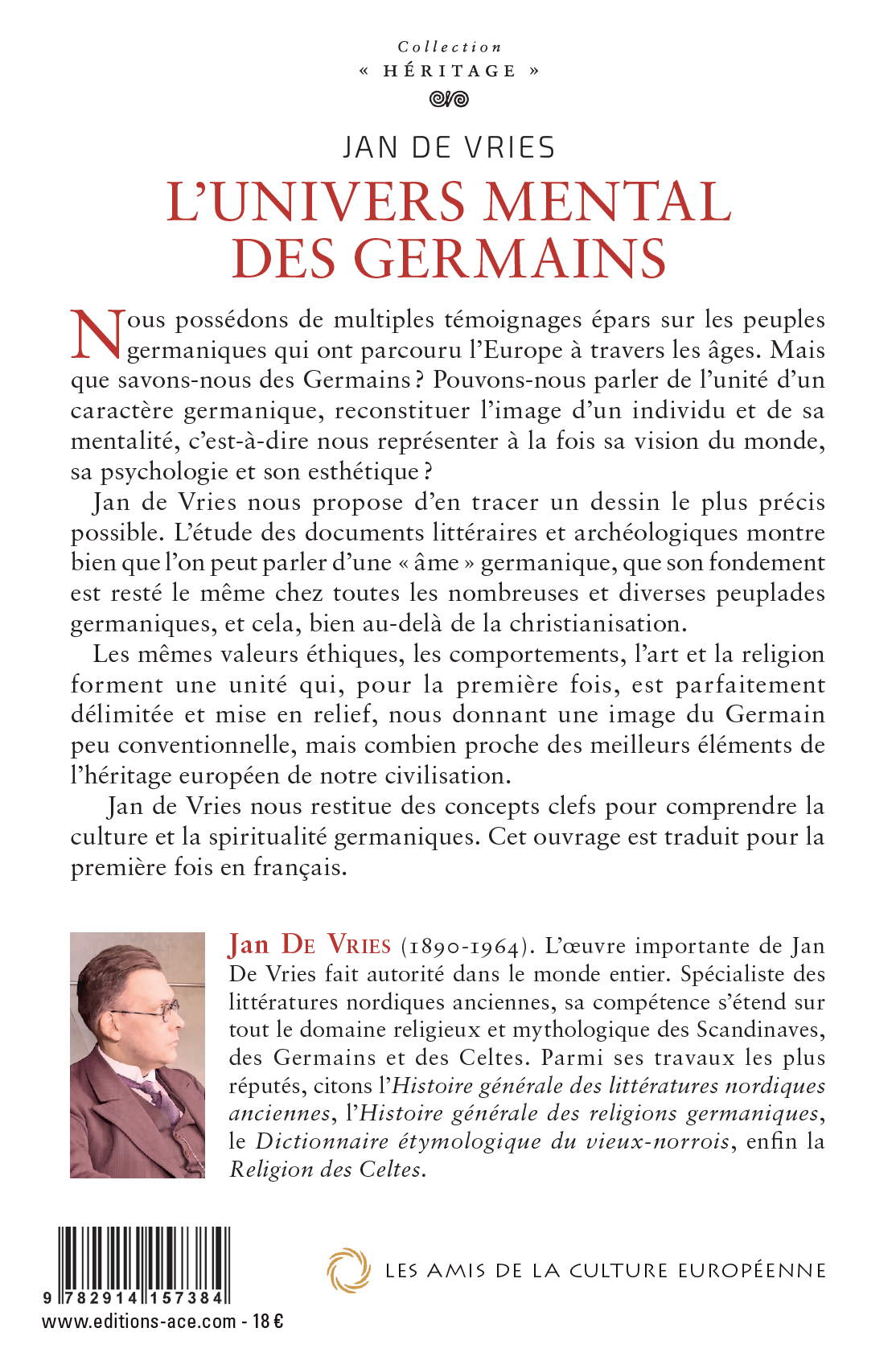 L’univers mental des germains – Jan de Vries - Editions ACE