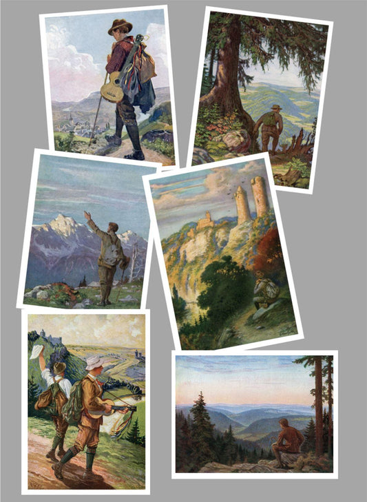 Série de 6 cartes postales – Wandern / Randonnée